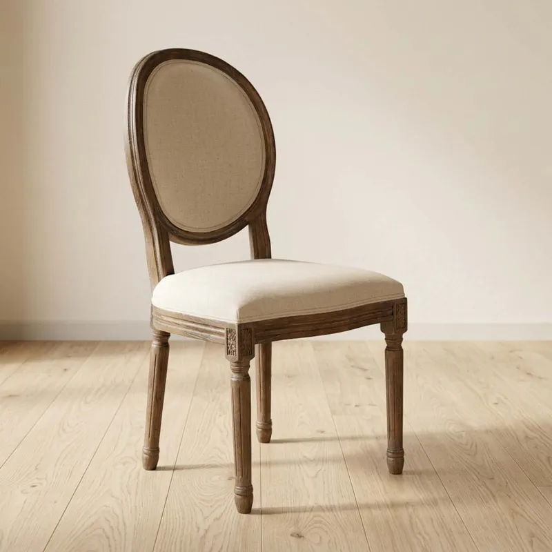 Silla De Comedor Madera Natural-beige Estilo Luis Xv en Madera natural - Sillas, Uruguay | Divino