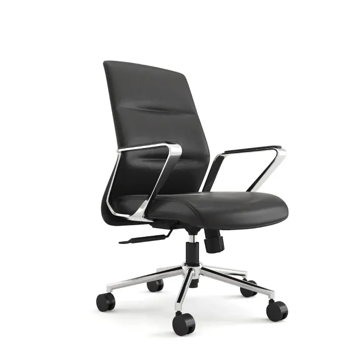 Silla ejecutiva Depa en eco cuero con respaldo bajo en Negro - Escritorios y sillas de escritorio, Uruguay | Armo