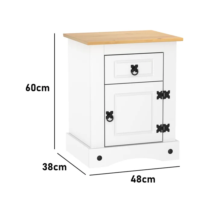 Mesa De Luz 1 Puerta 1 Cajon Linea Mexicana Dormitorio E1633 en Blanco - Muebles, Uruguay | Soy Hogar, vista 4