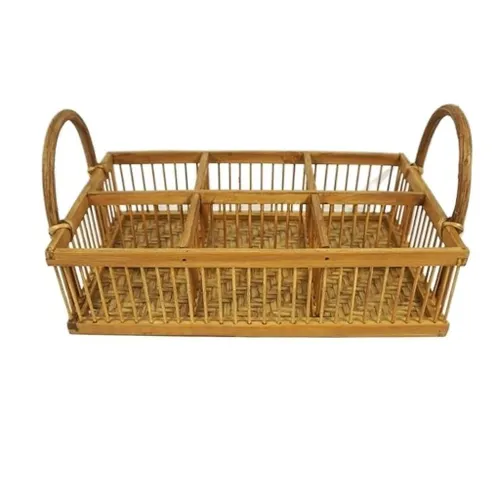 ORGANIZADOR 6 DIV. 27x17xH7 CMS C/ASAS BAMBU en Madera natural - Canastos, Uruguay | Decohogar