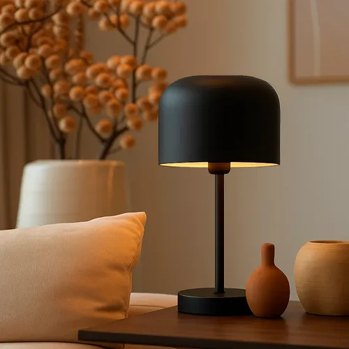 Lámpara de mesa Gaia Negra en Negro - Lámparas de mesa, Uruguay | Alta Gracia Deco