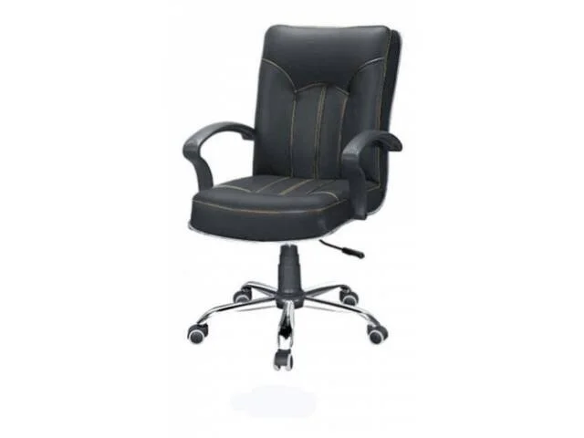 Silla escritorio Eco Cuero Negro base cromada en Negro - Escritorios y sillas de escritorio, Uruguay | Que Sal Muebleria