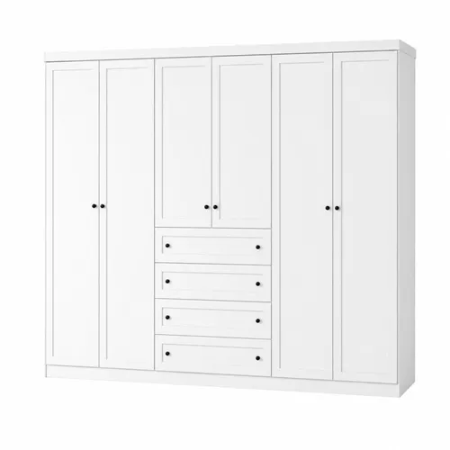 PLACARD ROPERO AMERICANO 6 PUERTAS MDF en Blanco - Roperos y placares, Uruguay | Alfa Ventas
