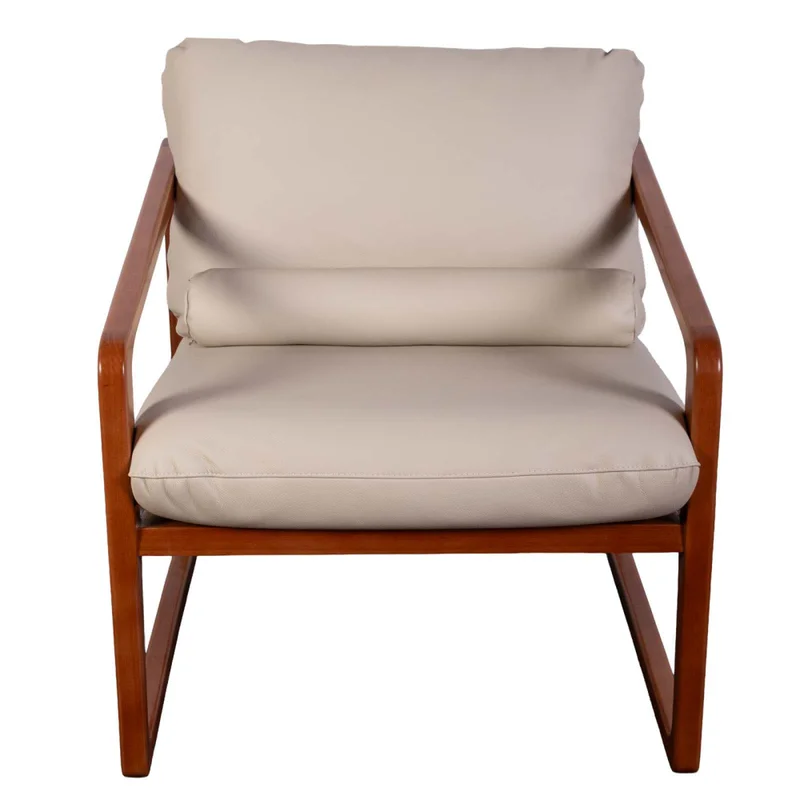 Butaca 1 Cuerpo Cuero-y-madera Trento en Beige - Sillones y sofás, Uruguay | Divino, vista 3