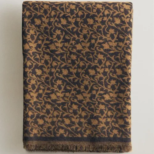 MANTA LANA FLORES en Marrón - Textiles, Uruguay | Zara Home