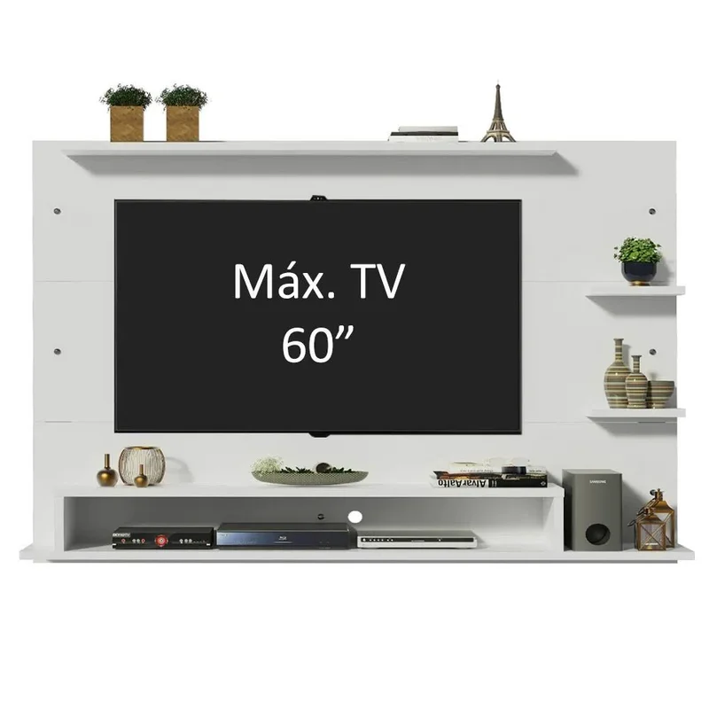 Panel TV con estante hasta 60 Pulgadas en Blanco - Muebles para TV, Uruguay | Balton, vista 4