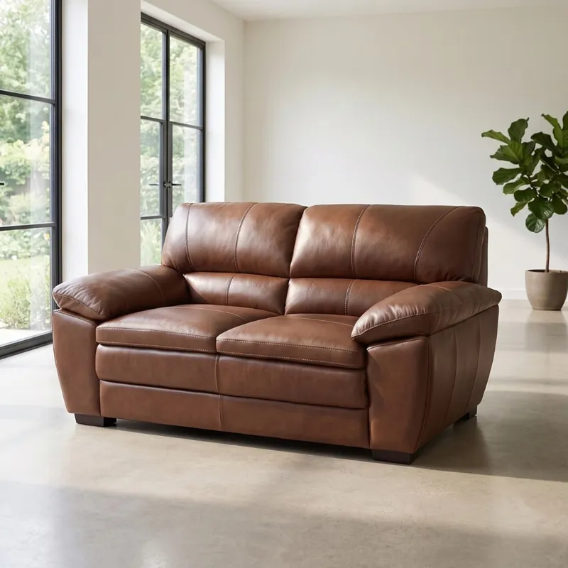 Sillón 100% Cuero - 2 Cuerpos Premium - Arena en Beige - Sillones y sofás, Uruguay | Rústico Hogar