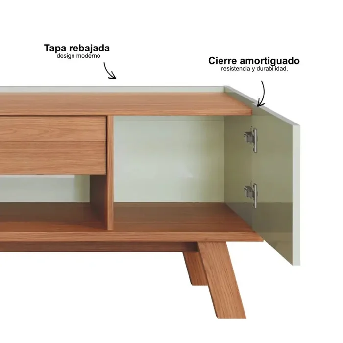 Rack 183cm Linea Lisboa 100% MDF en Madera natural - Muebles para TV, Uruguay | Balton, vista 7