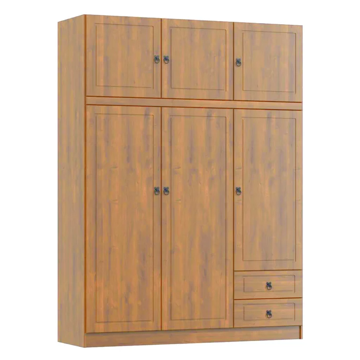 Ropero 6 puertas 2 cajones Linea Naturale en Madera natural - Roperos y placares, Uruguay | La Cueva Muebles