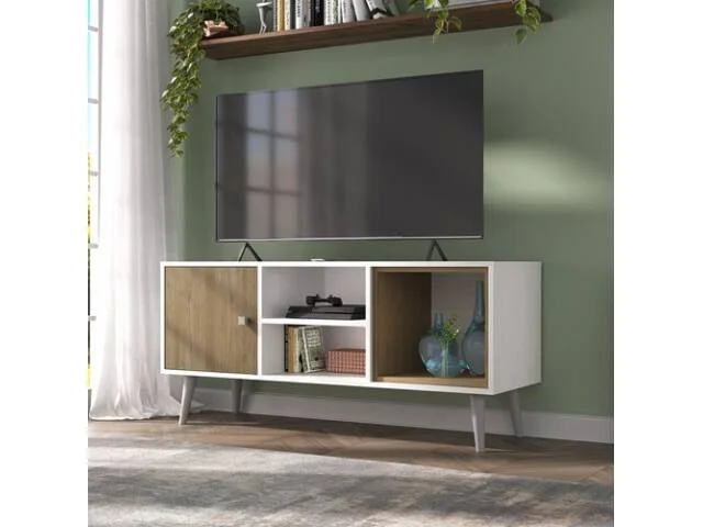 Rack para tv 42 con 1 puerta en Blanco/Avena - Muebles para TV, Uruguay | Quesal
