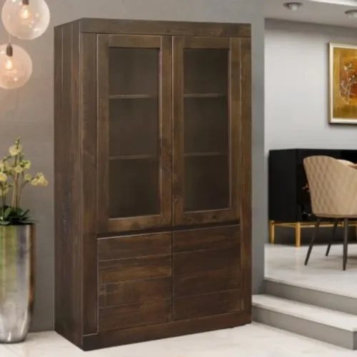 Cristalero 4 Puertas Canela en Marrón - Muebles para TV, Uruguay | Nario Hogar