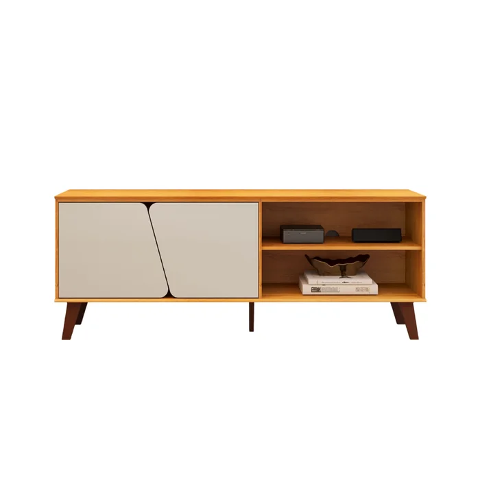 Rack Tv Modular 2 Puertas 2 Estantes Con Patas en Madera natural - Muebles para TV, Uruguay | Soy Hogar