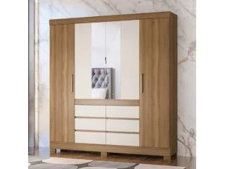 Ropero 4 puertas, 6c CADIS c/Espejo Blanco en Blanco - Almendra White - Roperos y placares, Uruguay | Quesal, vista 2