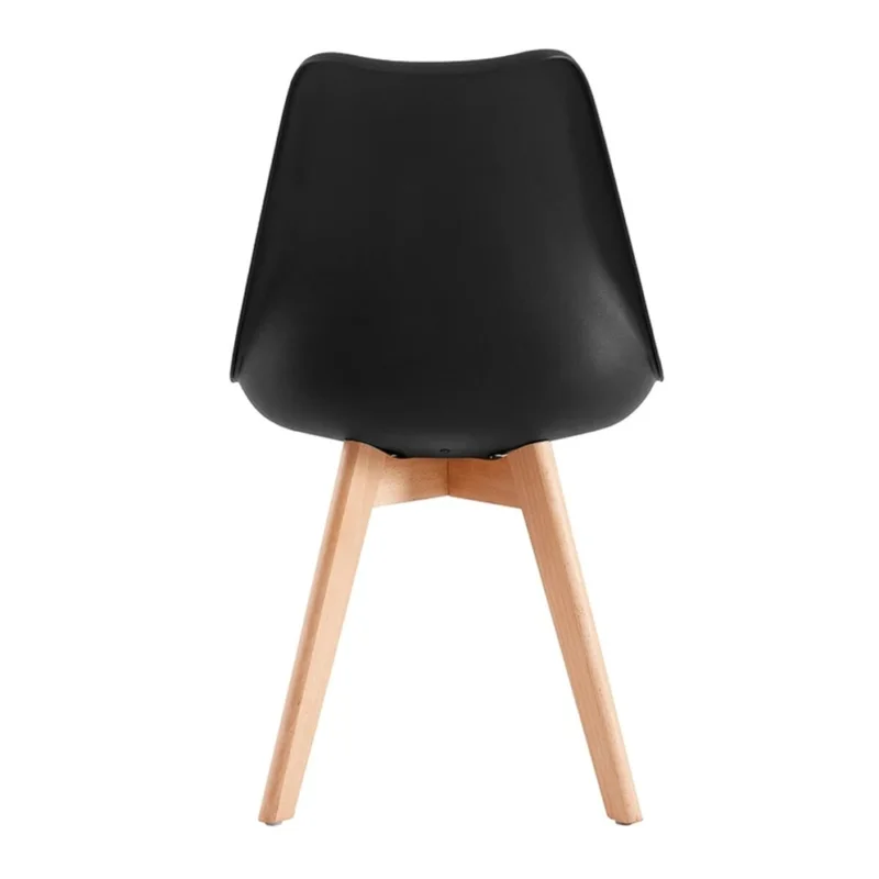 Silla Eames Tapizada Eco Cuero Acolchada Patas Madera - Negro en Negro - Sillas, Uruguay | Rústico Hogar, vista 4