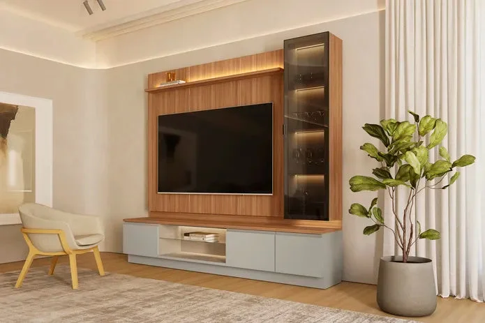 Conjunto Modular - Magnum 245CM - Cristalero Led en Madera natural - Muebles para TV, Uruguay | Balton, vista 6