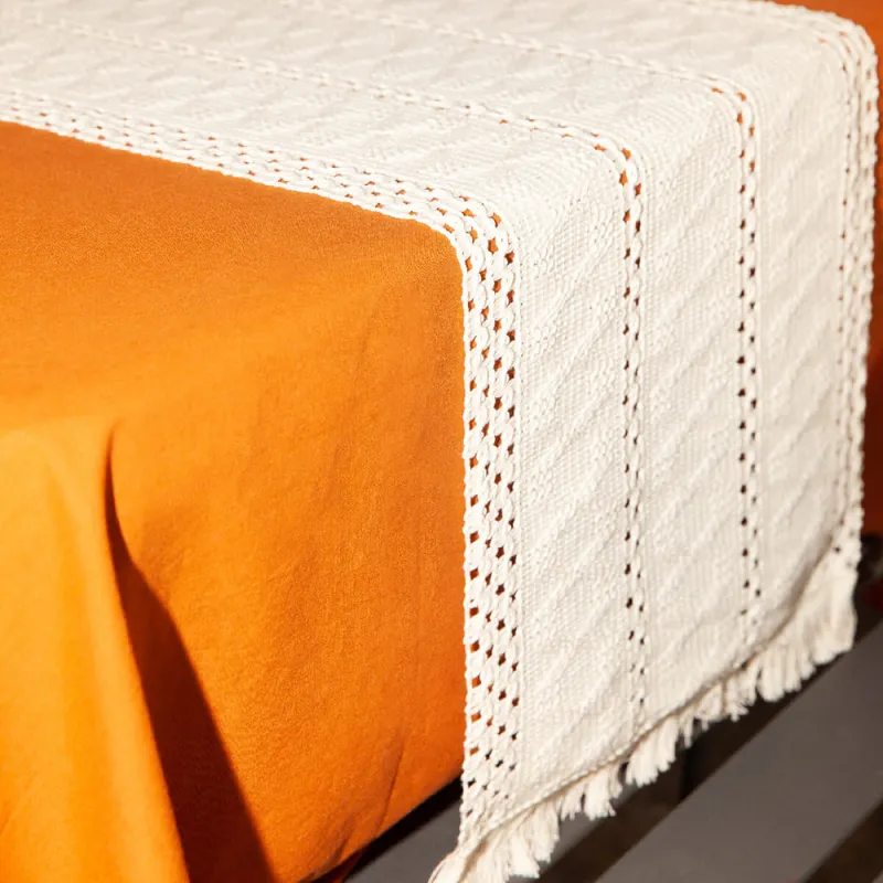 Sendero caminero de mesa tejido 30x150cm - blanco en Blanco - Textiles, Uruguay | Buho Store