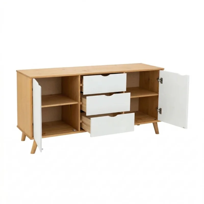 Aparador 2 Puertas 3 Cajones Blanco - Línea Berlín - Muebles para TV, Uruguay | Ecowood, vista 3