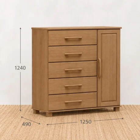 Cómoda 6 Cajones Y 1 Puerta Línea Oro en Madera natural - Mesas de luz, Uruguay | Aihaus, vista 2
