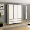 Ropero Combinado Madera 3P, 4C Blanco/Miel - Roperos y placares, Uruguay | Que Sal Muebleria, vista 5 de 5