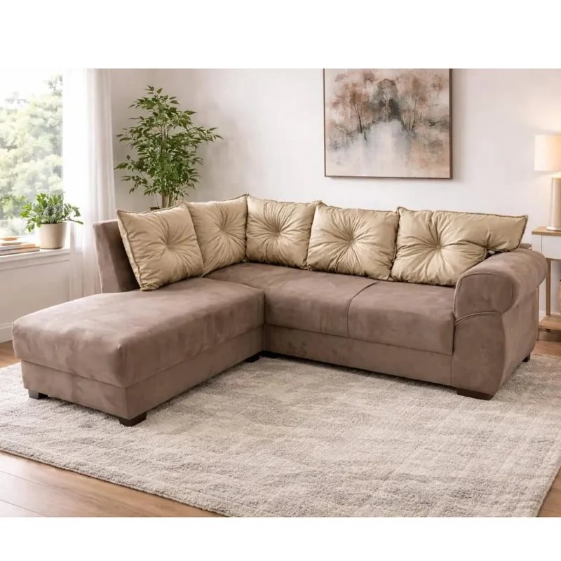 Sofa Sillón Esquinero Con Chaise Long Tapizado en Beige - Aparadores y recibidores, Uruguay | Muebles Express, vista 3