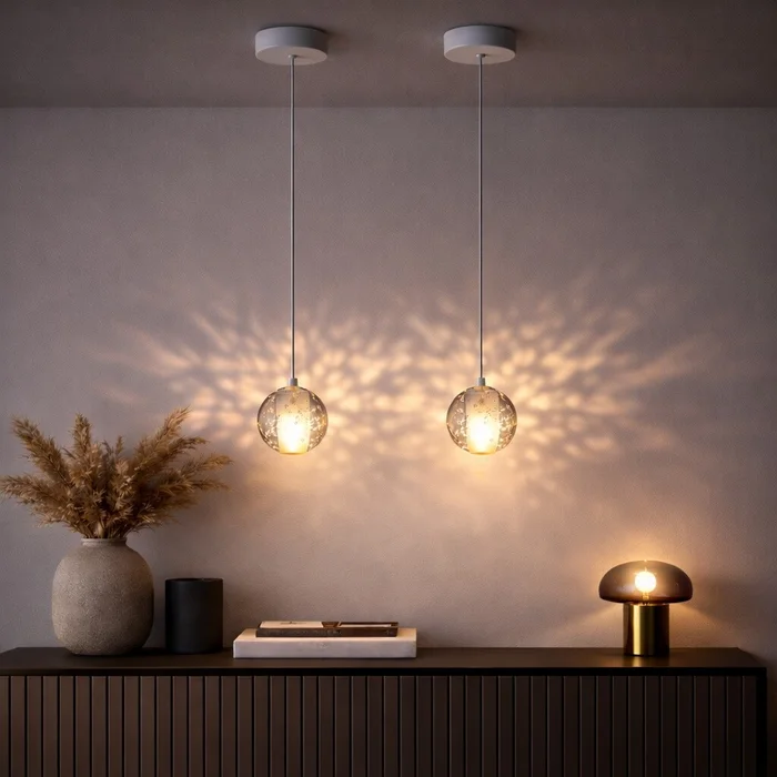 Colgante led esfera efecto flotante 5W en Blanco - Lámparas colgantes, Uruguay | Iluminica