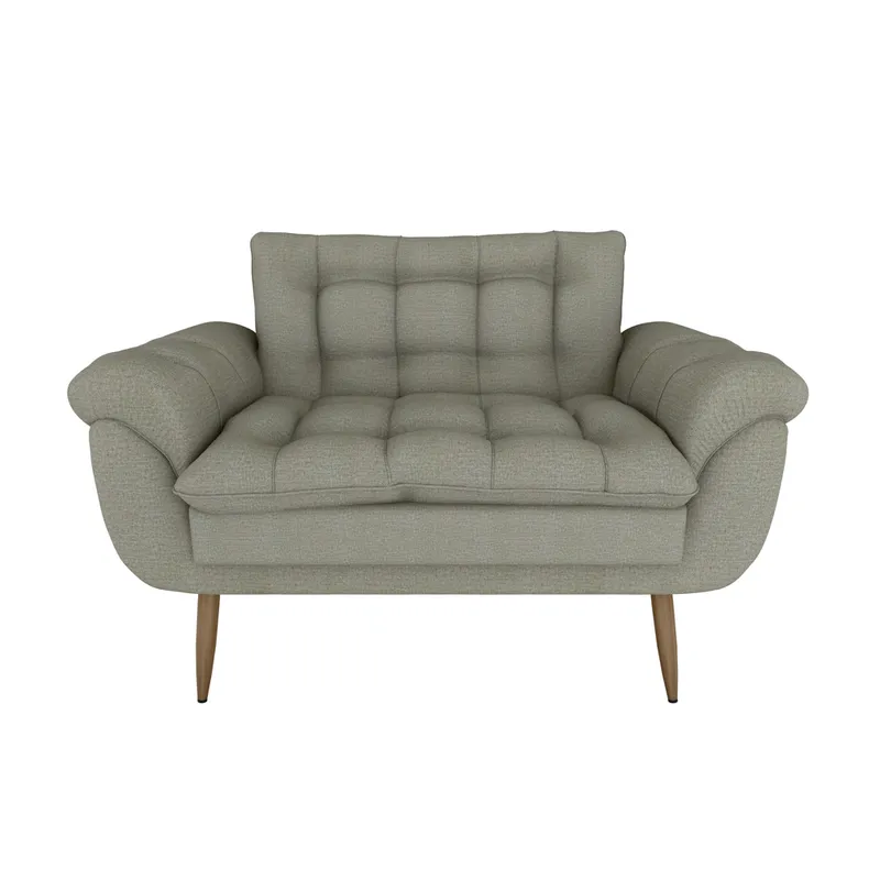Sofa 2 Cuerpos Capitoneado Tapizado Tela Patas De Madera - Sillones y sofás, Uruguay | Soy Hogar