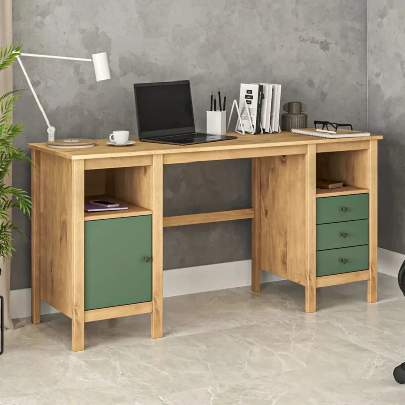 Escritorio 3 Cajones 1 Nicho 1 Puerta - Línea Maden - Verde en Verde - Escritorios, Uruguay | Ecowood