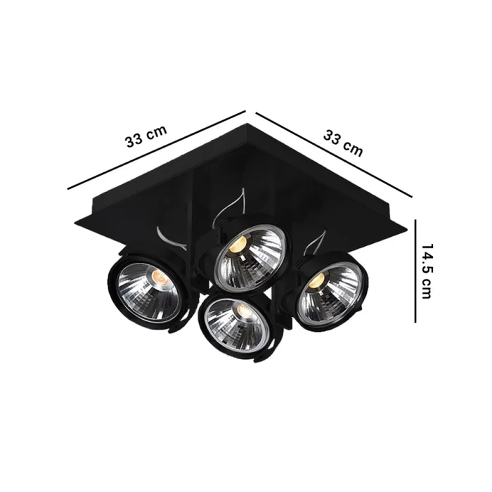 Luminaria de techo Mercia Cuadruple Negro en Blanco - Lámparas colgantes, Uruguay | Serlux, vista 4