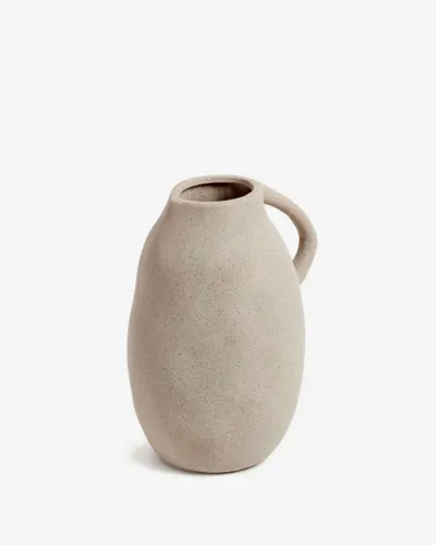 Jarrón Yandi de cerámica con acabado - beige 24,5 cm en Beige - Jarrones, Uruguay | Kavehome