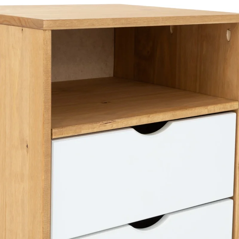 Mesa De Luz 2 Cajones Nicho - Linea Berlín - Blanco en Madera natural - Mesas de luz, Uruguay | Ecowood, vista 5