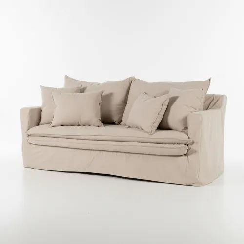 Sofá Gin con Funda - Tela Rústica - 2,5 cuerpos - TD5263-1636 (Capuccino) en Beige - Sillones y sofás, Uruguay | NYR