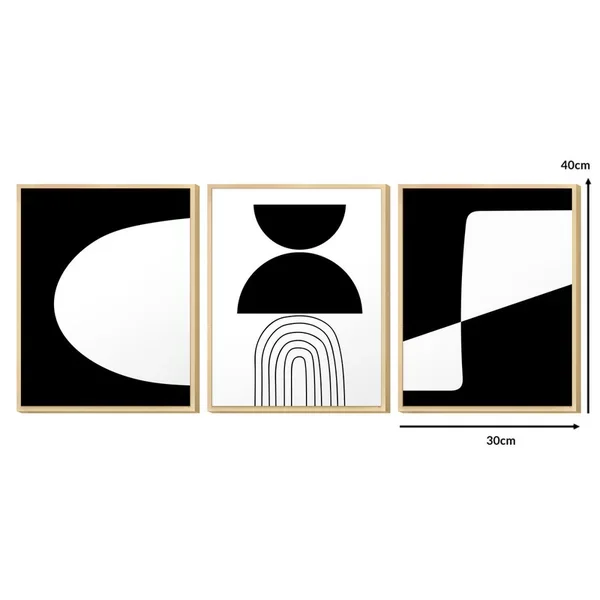 Kit 3 Cuadros - Abstracto Negro - 30 × 40 en Multicolor - Decoración de pared, Uruguay | Berna Home, vista 6