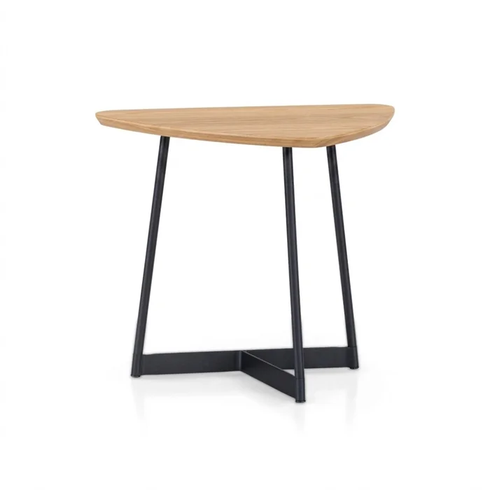 MESA LATERAL TRIANGULAR - MADERA CLARA - PATAS GRAFITO en Madera natural - Mesas de living, Uruguay | Champagne Home
