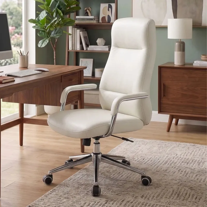 Silla De Escritorio Oficina Cromada 4 Posiciones - Pole - Blanco en Blanco - Sillas de escritorio, Uruguay | Ecowood