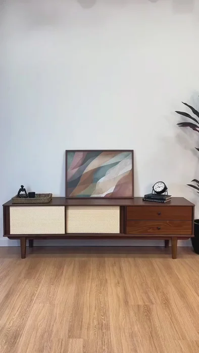 Rack TV 175CM con Ratan Serena - Madera Maciza en Madera natural - Muebles para TV, Uruguay | Balton, vista 14