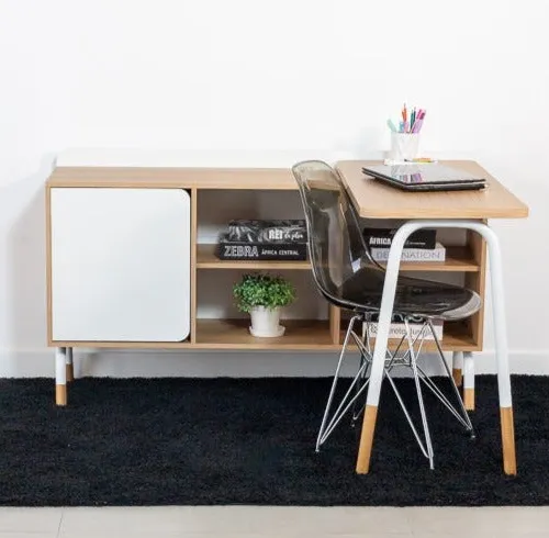 Escritorio dinámico en L  línea Flexus  | 28005 en Madera natural - Escritorios, Uruguay | World Vigo