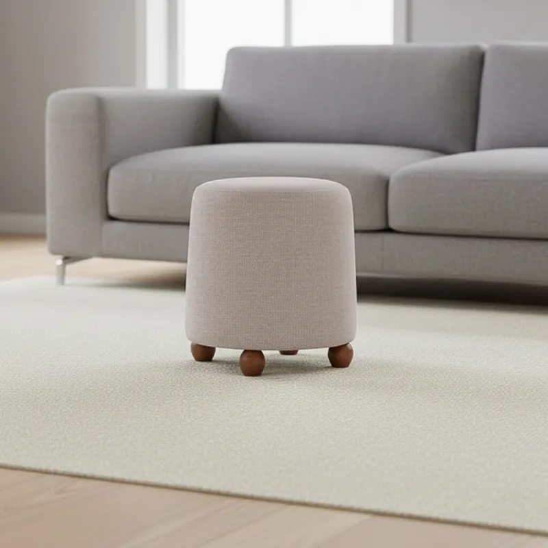 Puff Tela-y-madera Natural-beige Nox Beige en Beige - Sillones y sofás, Uruguay | Divino