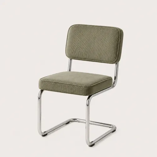SILLA BAUHAUS TAPIZADA EN PANA en Verde oliva - Sillas, Uruguay | HomeTouch