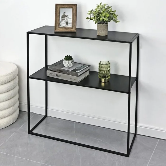 CONSOLA 2 NIVELES 78X27X78CM METAL NEGRO en Negro - Mesas de comedor, Uruguay | Decohogar