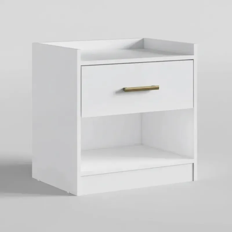 MESA DE LUZ CON 1 CAJON - COLOR BLANCA en Blanco - Mesas de luz, Uruguay | Champagne Home
