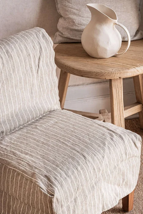 SILLA SOHO - LINO ALTO GRAMAJE RAYADO BEIGE - Butacas, banquetas y puffs, Uruguay | La Iberica, vista 2