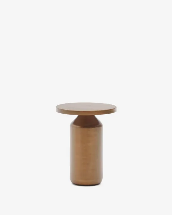 Mesa auxiliar redonda Malya de metal con acabado cobre Ø 40,5 cm en Amarillo - Mesas de arrimo, Uruguay | Kavehome