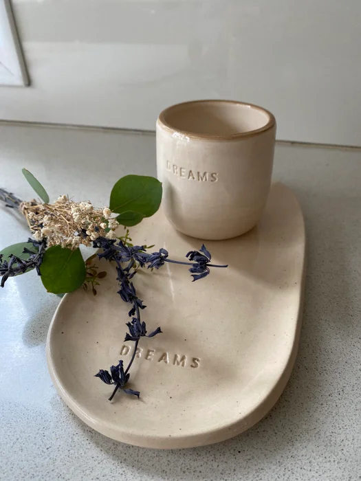 Set vaso y plato ovalado en cerámica en Beige - Decoración, Uruguay | Dreams On Time, vista 11