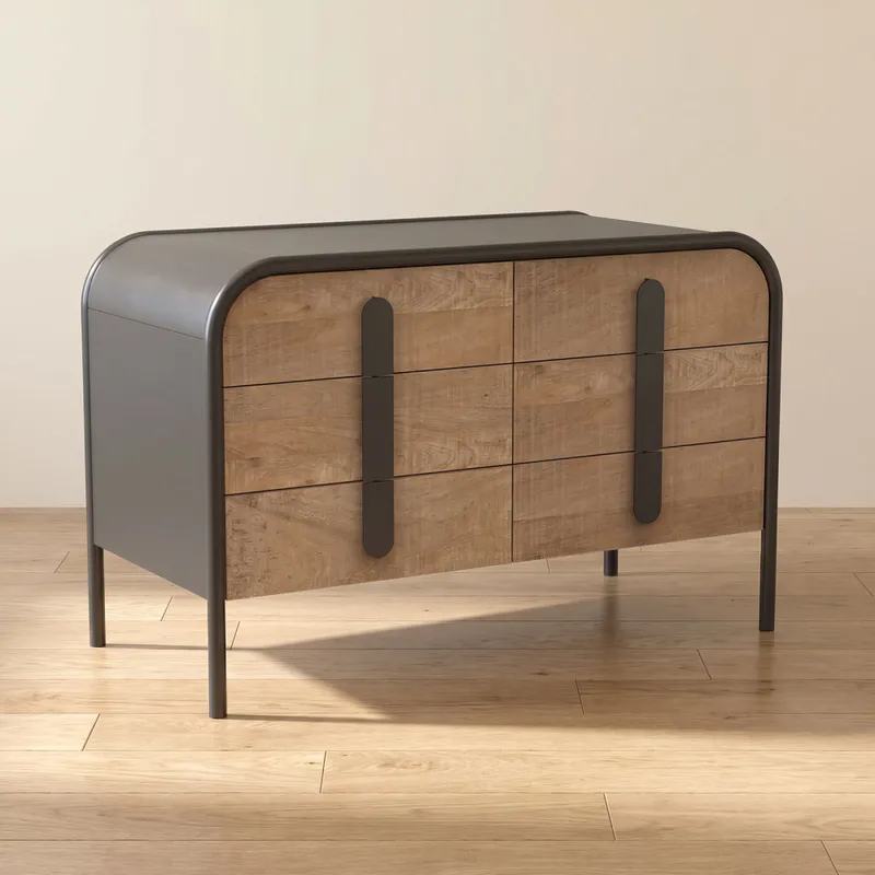 Cómoda 6 Cajones Madera-y-metal Aria en Madera natural - Cómodas, Uruguay | Divino