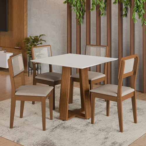 Juego de comedor Athenas - 4 sillas - Moderna Hogar en Blanco - Mesas de comedor, Uruguay | Moderna Hogar
