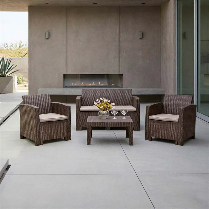 Set De Living Marrón Polipropileno Tropea en Marrón - Muebles para el exterior, Uruguay | Divino