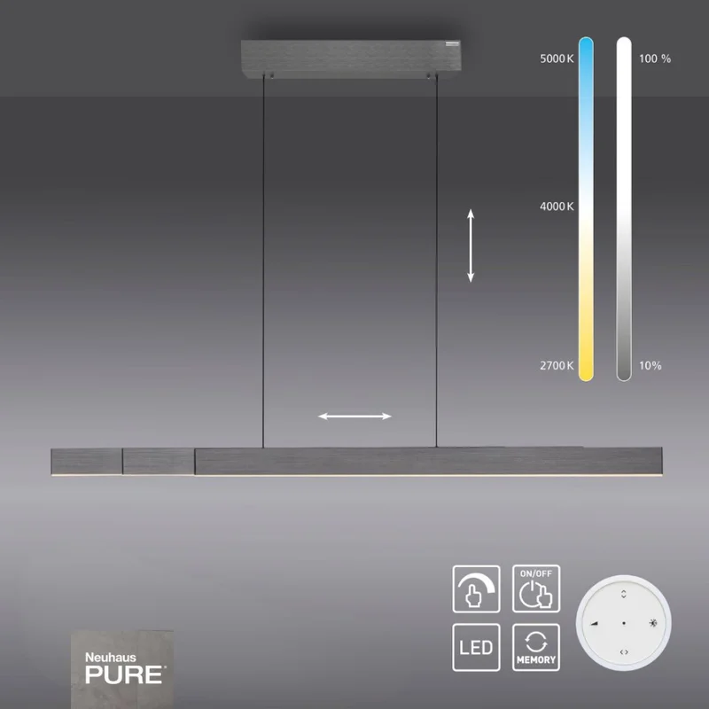 Colgante led lineal motorizado con varias funciones, gris plata en Gris - Lámparas colgantes, Uruguay | Iluminica, vista 3