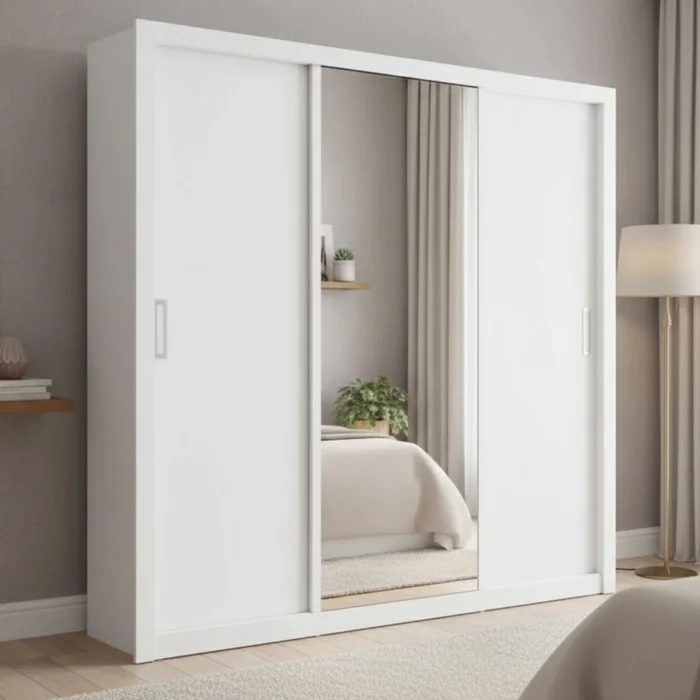 Ropero puertas corredizas - Blanco en Blanco - Roperos y placares, Uruguay | La Cueva Muebles