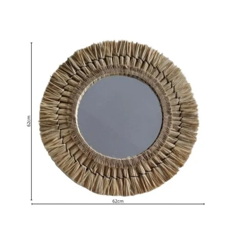 Espejo redondo con marco de raffia en Madera natural - Espejos, Uruguay | La Cueva Muebles, vista 4