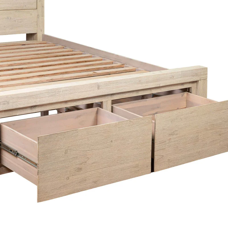 Cama Queen Madera-acacia Natural-beige Newport en Blanco - Dormitorio, Uruguay | Divino, vista 4